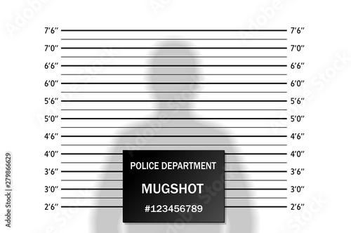 Police lineup or mugshot background with silhouette of  anonymous person. Isolation. Vector illustration photo