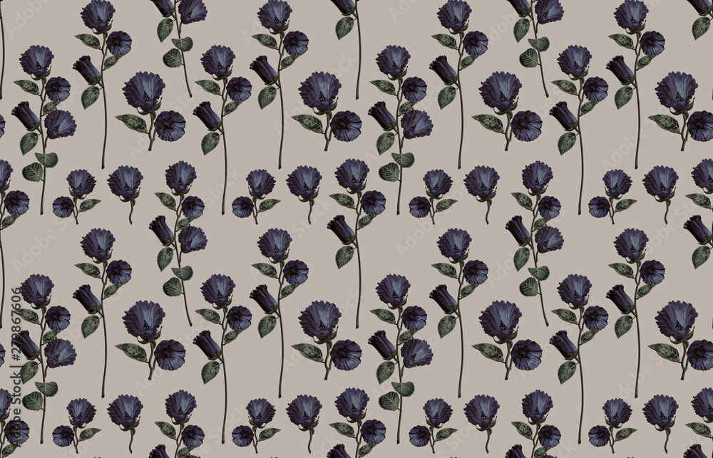 Elegant pattern of blush toned rustic flowers isolated in a solid background great for textile print, background, handmade card design, invitations, wallpaper, packaging, interior or fashion designs. Elegant pattern of blush toned rustic flowers isolated in a solid background great for textile print, background, handmade card design, invitations, wallpaper, packaging, interior or fashion designs.