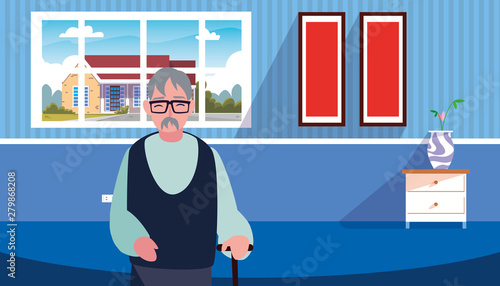 grandpa standing in the living room home