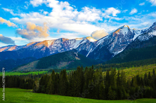View of Tatra mounains.Tatra mountains in the morning.