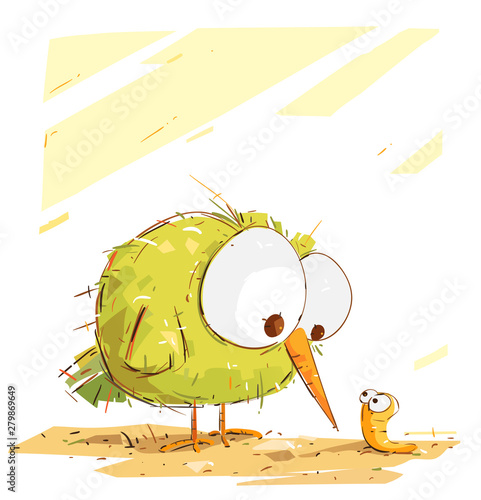 Cute Bird Looking At His Food