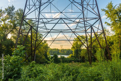 Power lines across the river