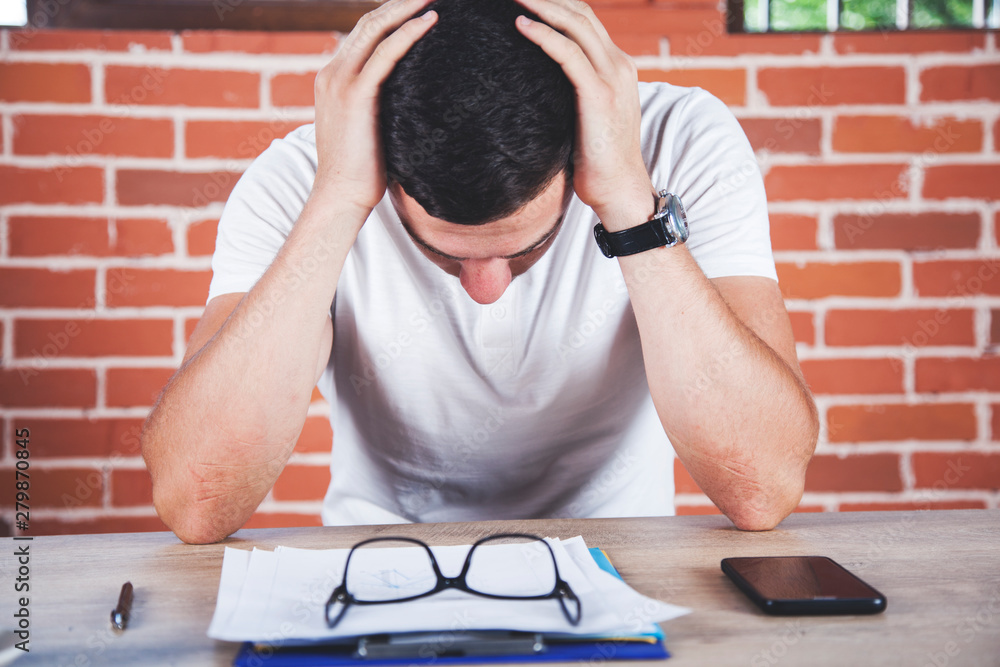 sad man with glasses on document sad man with glasses on document
