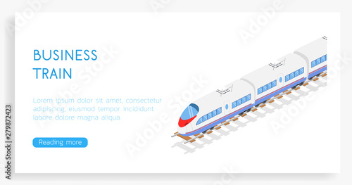 Isometric 3D vector illustration high speed train for landing site