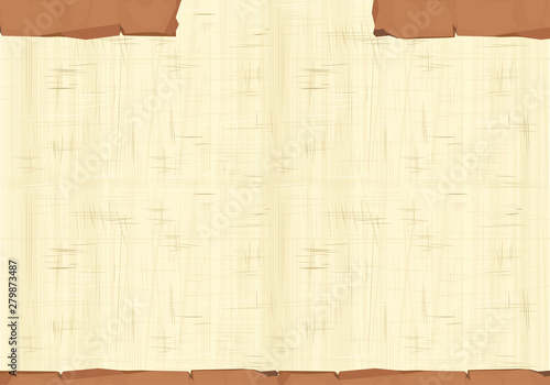 Ancient Egypt papyrus frame or border cartoon vector. Egyptian culture symbol, unfolded blank ancient paper to store information, isolated on white background