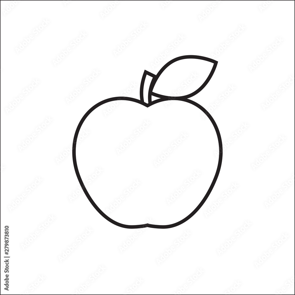 Line Apple Icon isolated on white background. Black and white apple symbol flat style for your web site design and logo, app, UI. Vector illustration Line Apple Icon isolated on white background. Black and white apple symbol flat style for your web site design and logo, app, UI. Vector illustration