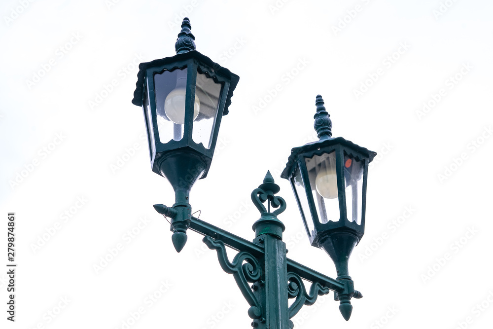 street lamp on blue background