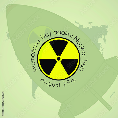 Vector Cartoon Design for International Day Against Nuclear Test on August 29th with nuclear background