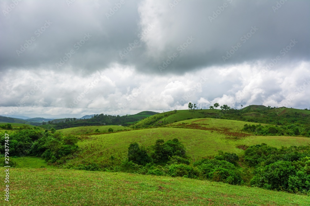 Beautiful morning view of Vagamon Meadows and sky