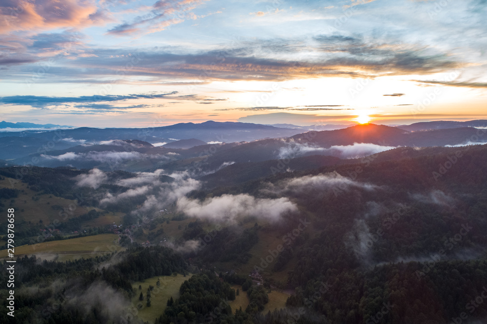 Sunset in beautiful Polish mountains and colorful sky_11