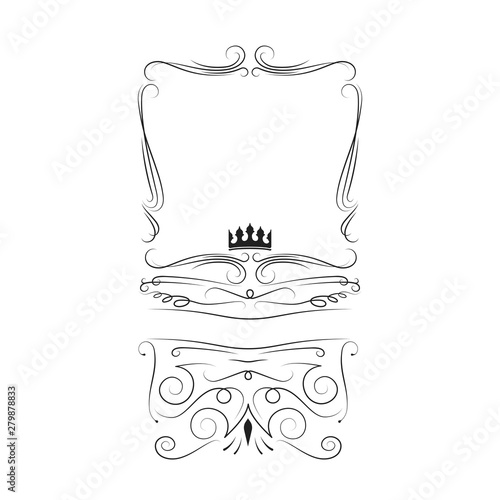 Ornate royal label with crown for Irish whiskey bottle. Hand drawn vintage alcohol frame. Certificate border. 