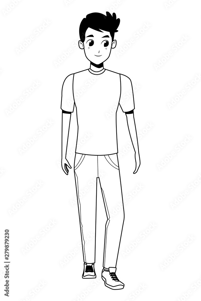 Young man with casual clothes in black and white Young man with casual clothes in black and white