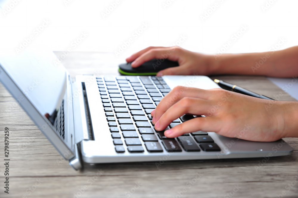 Close-up of typing female hands on keyboard Close-up of typing female hands on keyboard