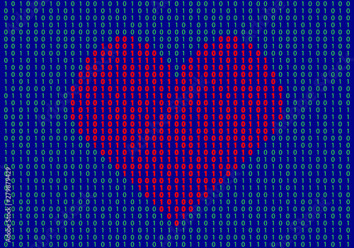 Heart shape made of binary numbers and LOVE text. Tech love concept Vector Illustration EPS 10