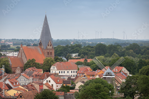 Röbel, old town with church and windmill, Mecklenburg-Western Pomerania, Germany photo