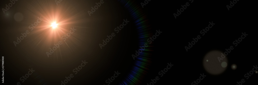 sunny lens flare effect overlay texture, banner format