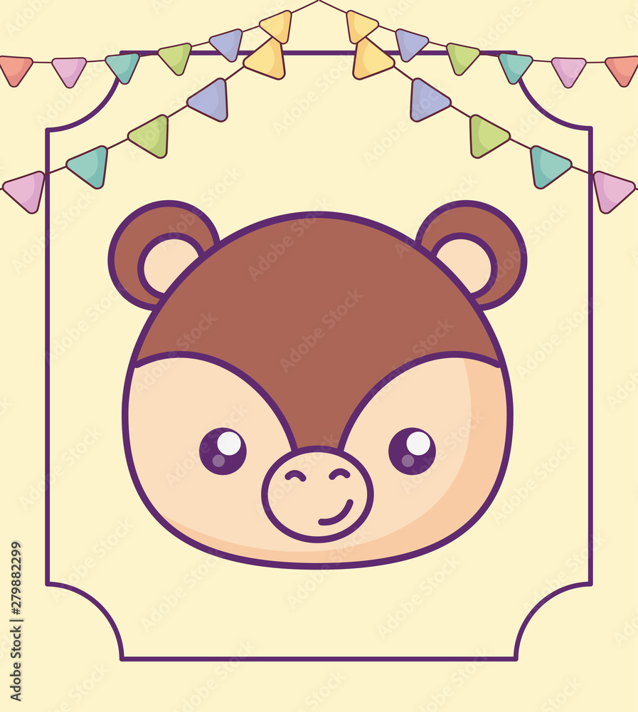 Fototapeta premium head of cute little bear baby with garlands