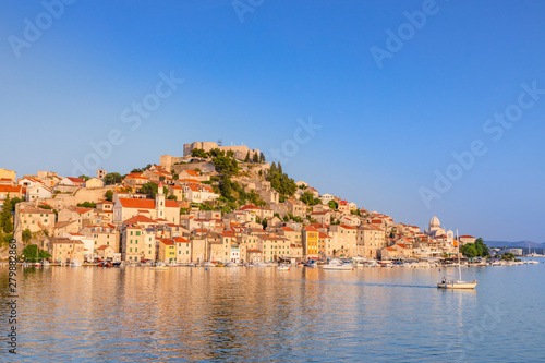 St. Michael's Fortress and Sibenik Harbour, Sibenik, Dalmatian Coast, Croatia, Europe photo