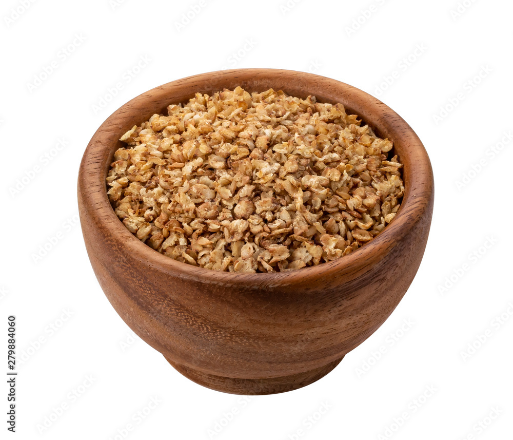 Buckwheat flakes isolated on white background with clipping path Buckwheat flakes isolated on white background with clipping path