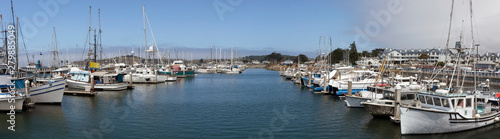 Vászonkép Moored fishing boats at Pillar Point, Half Moon Bay, California