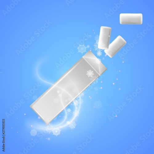 Refreshing chewing gum, pack of chewing gum for your design, realistic vector illustration