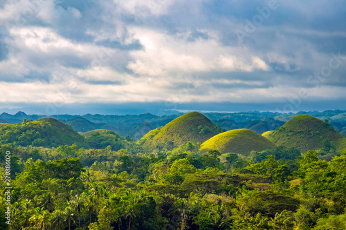 Chocolate Hills in late afternoon, Carmen, Bohol, Central Visayas, Philippines photo