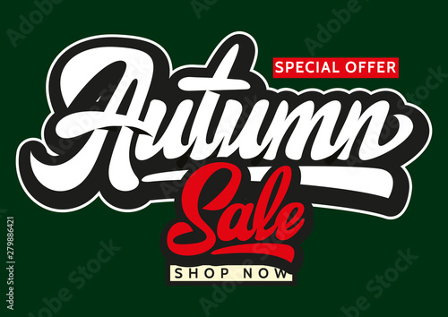 Vector template for design of advertising on autumn theme with inscription