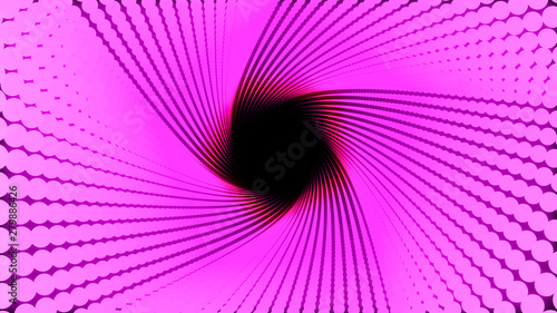 Fototapeta Naklejka Na Ścianę i Meble -  3d Illustration, Big pink dots lined up in lines It was put together until it was a Pentagon pipe and it is twisted