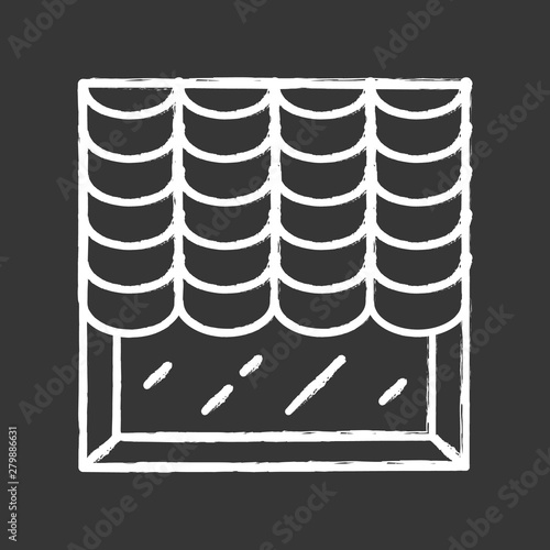 Austrian shades chalk icon. Room darkening decoration. Living room interior design. House decor. Window curtain, blinds, treatments for bedroom, kitchen. Isolated vector chalkboard illustration
