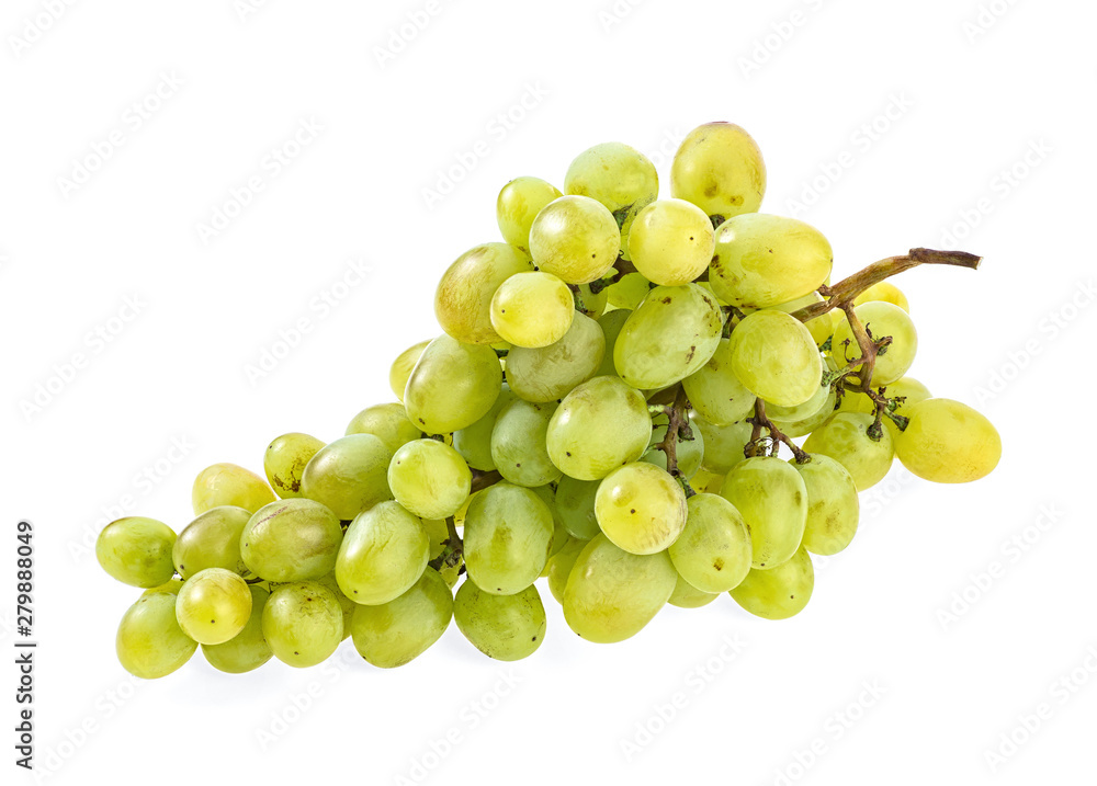 Bunch of green grape isolated on a white background
