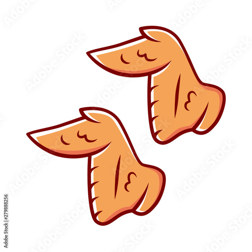 Grilled chicken wings color icon. Butchers meat. Roasted meat production and sale. Protein source. Butchery business. Isolated vector illustration