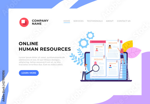 Employment HR human resources recruitment management web page banner concept. Vector design graphic flat cartoon illustration