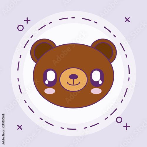 head of cute little bear baby in frame circular