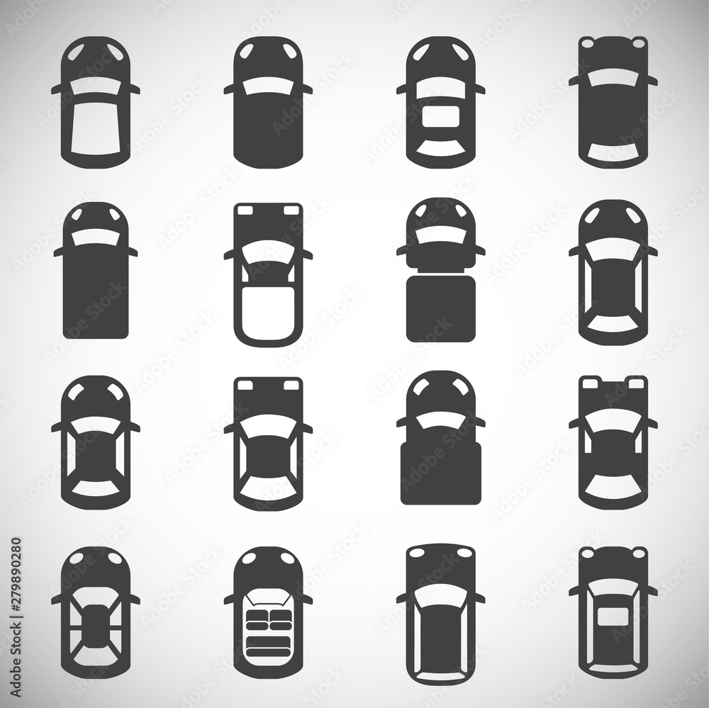 Cars top view icons set on background for graphic and web design. Simple illustration. Internet concept symbol for website button or mobile app. Cars top view icons set on background for graphic and web design. Simple illustration. Internet concept symbol for website button or mobile app.