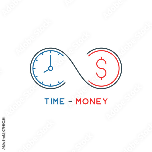 thin line time is money concept