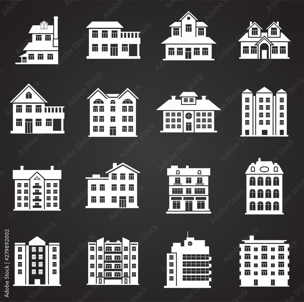 Real estate icons set on background for graphic and web design. Simple illustration. Internet concept symbol for website button or mobile app.