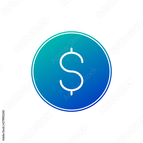 Coin with dollar sign in bl...