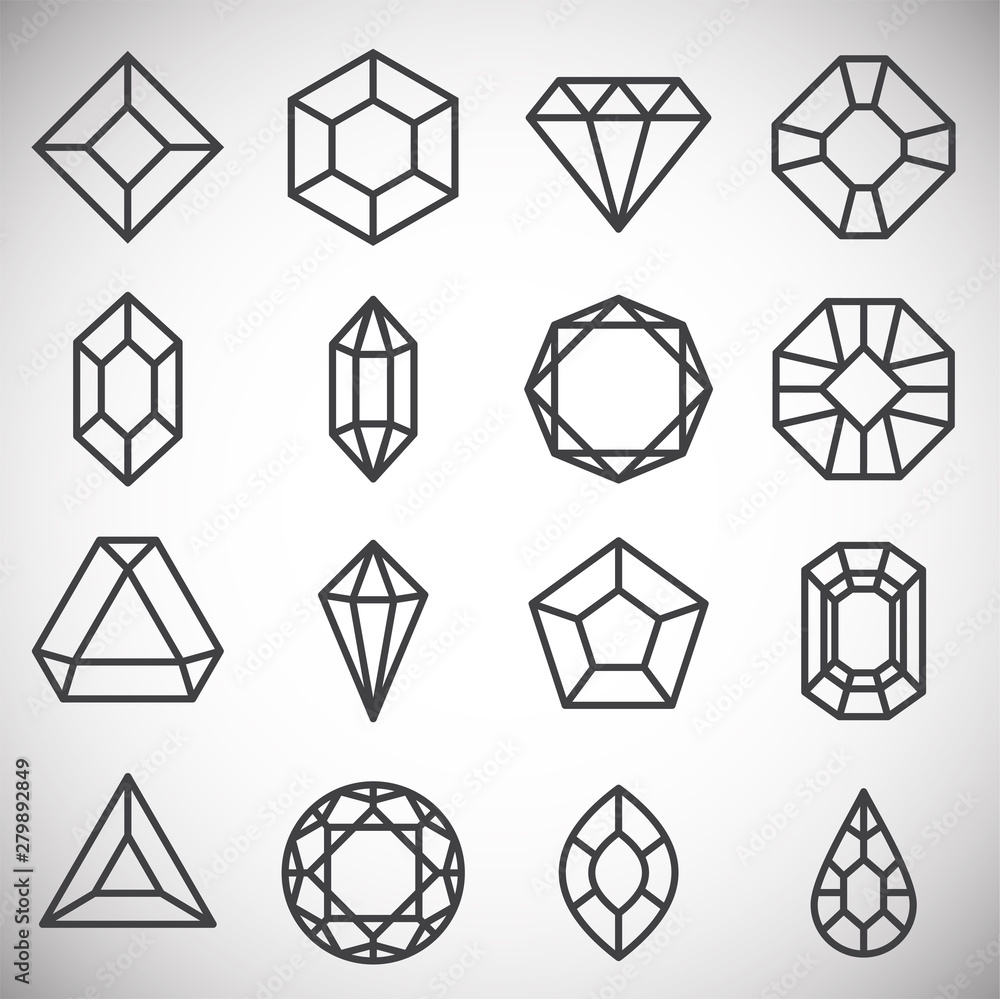 Gemstone icons set on background for graphic and web design. Simple illustration. Internet concept symbol for website button or mobile app. Gemstone icons set on background for graphic and web design. Simple illustration. Internet concept symbol for website button or mobile app.