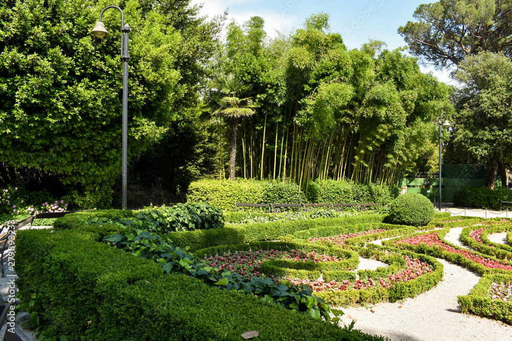 Beautiful green park with flowers in Opatija, Croatia Beautiful green park with flowers in Opatija, Croatia