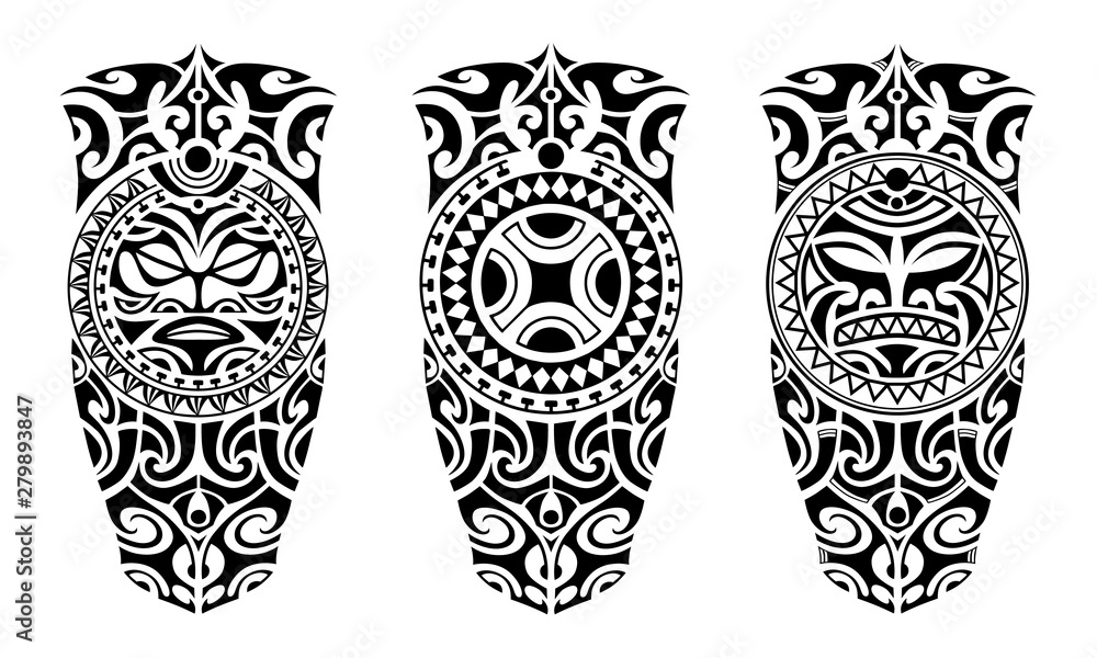 Set of tattoo sketch maori style for leg or shoulder Set of tattoo sketch maori style for leg or shoulder