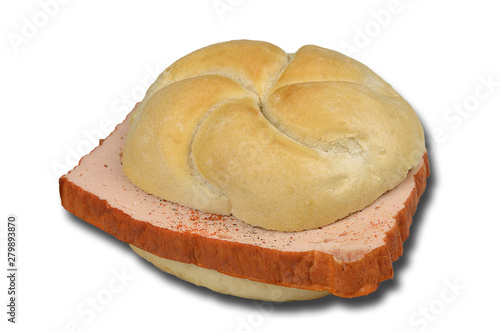 Brötchen mit Leberkäse