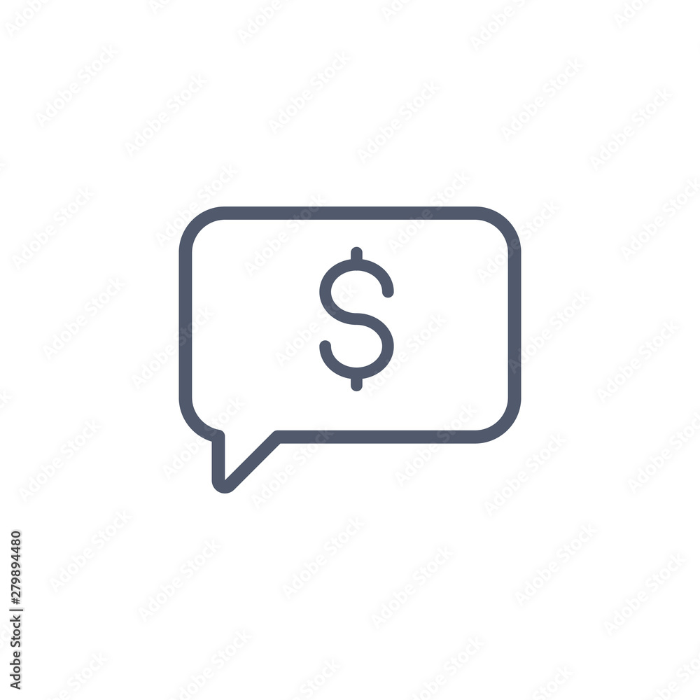 Dollar Coin icon in the chat bubble. simple flat symbol for web site, mobile app icon. vector illustration. Dollar Coin icon in the chat bubble. simple flat symbol for web site, mobile app icon. vector illustration.