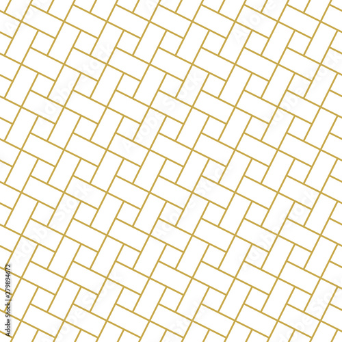 Brick laid pavement ornament. Thin line seamless vector pattern in gold