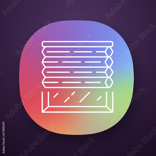 Cellular shades app icon. Window blinds. Room darkening motorized jalousie. Office, kitchen, bedroom interior decoration. UI/UX user interface. Web or mobile application. Vector isolated illustration