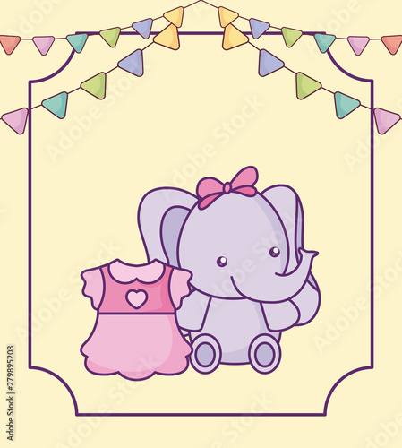 cute little elephant baby with dress girl and garlands