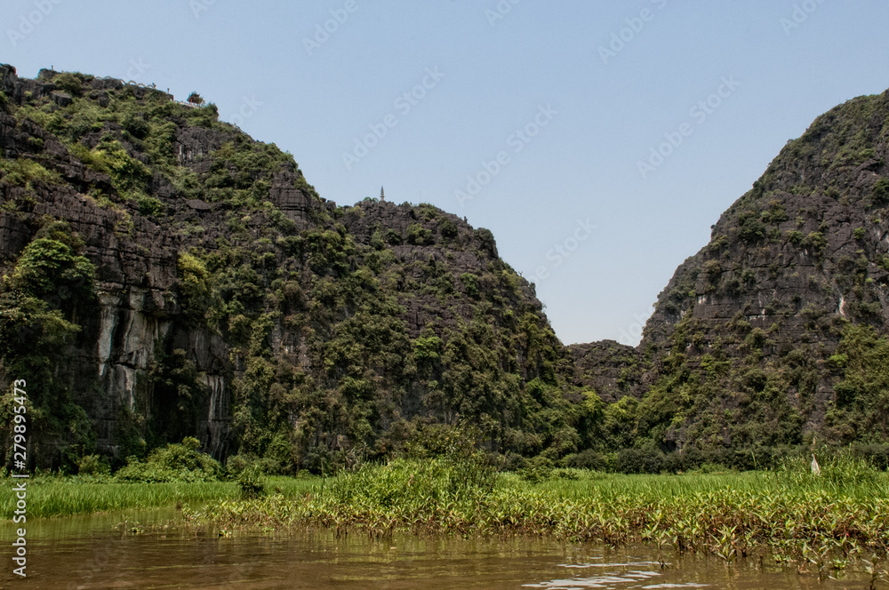 Tam Coc stream and paddy field in Ninh Binh province in Vietnam