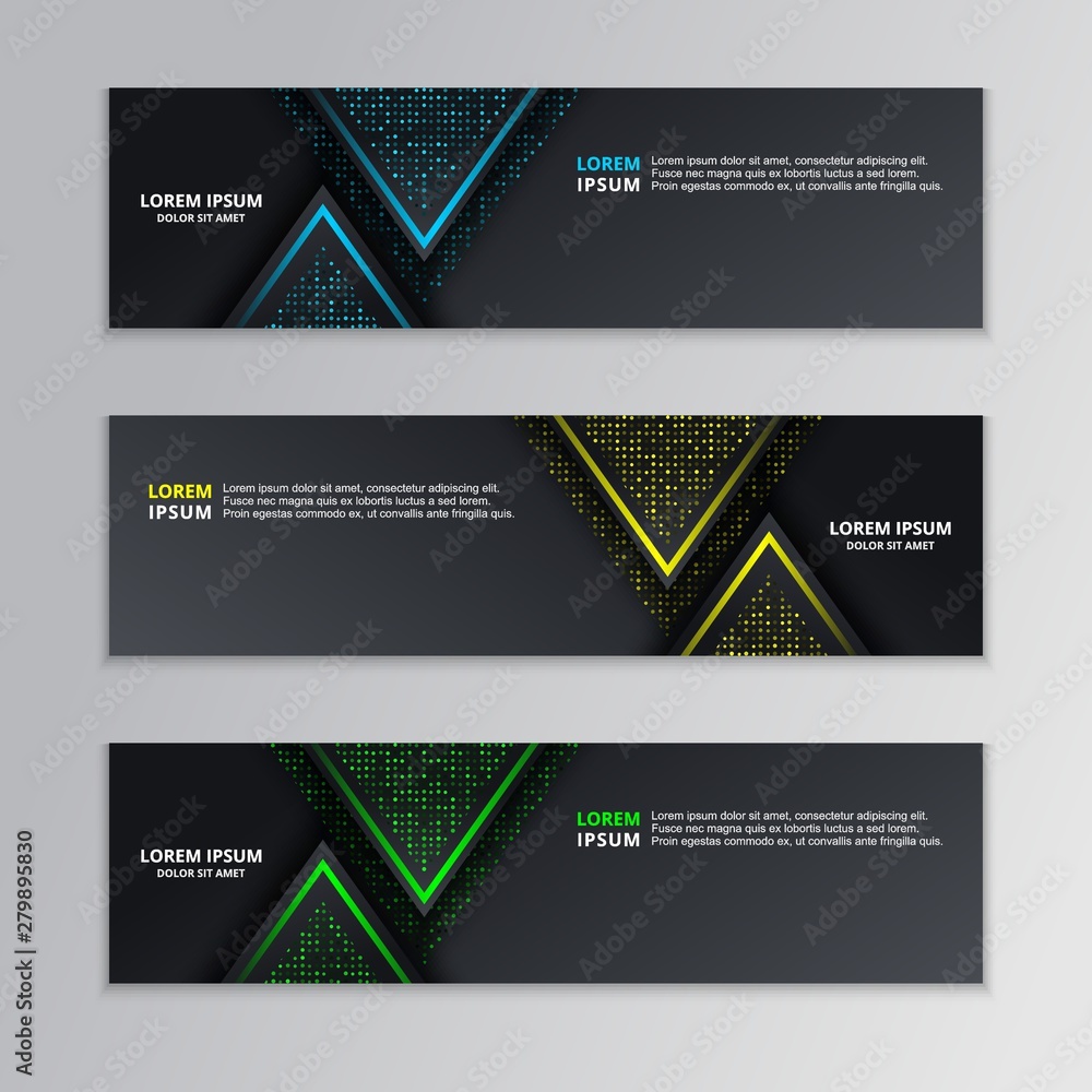 Naklejka premium Glowing Dark Techno Banner Template, Modern Neon Design Background Vector