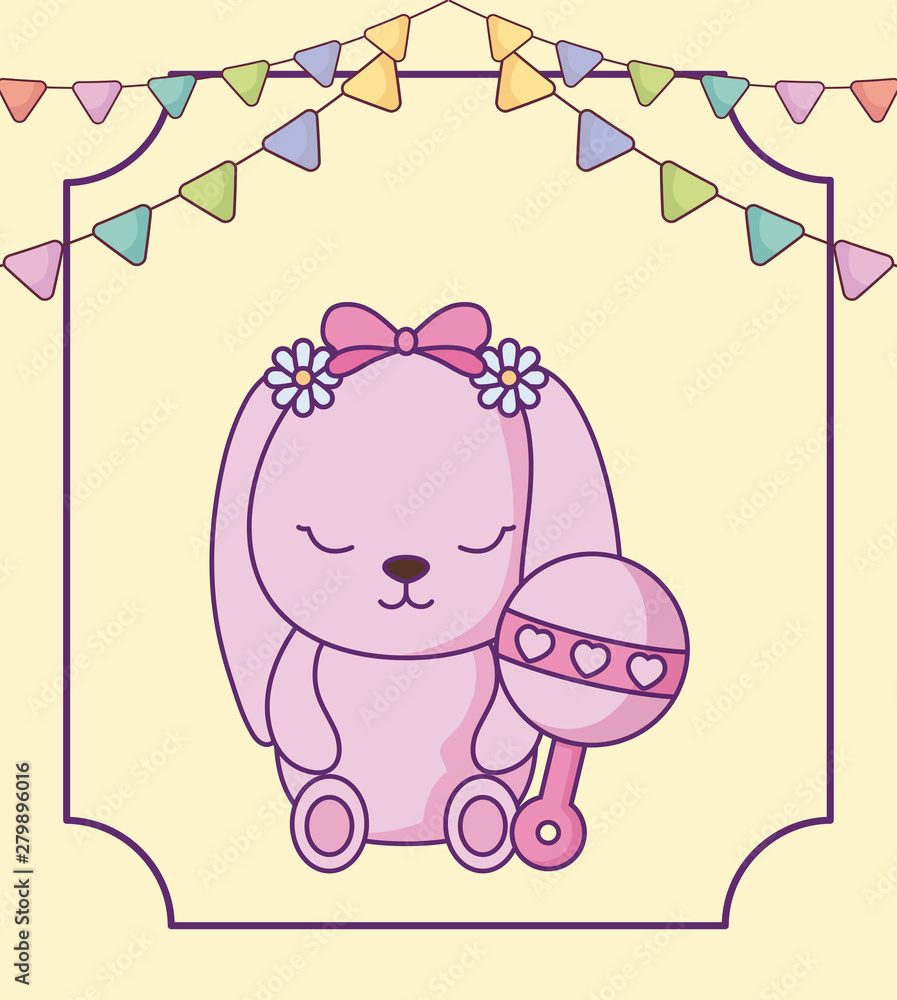 cute little bunny baby with jingle bell and garlands cute little bunny baby with jingle bell and garlands