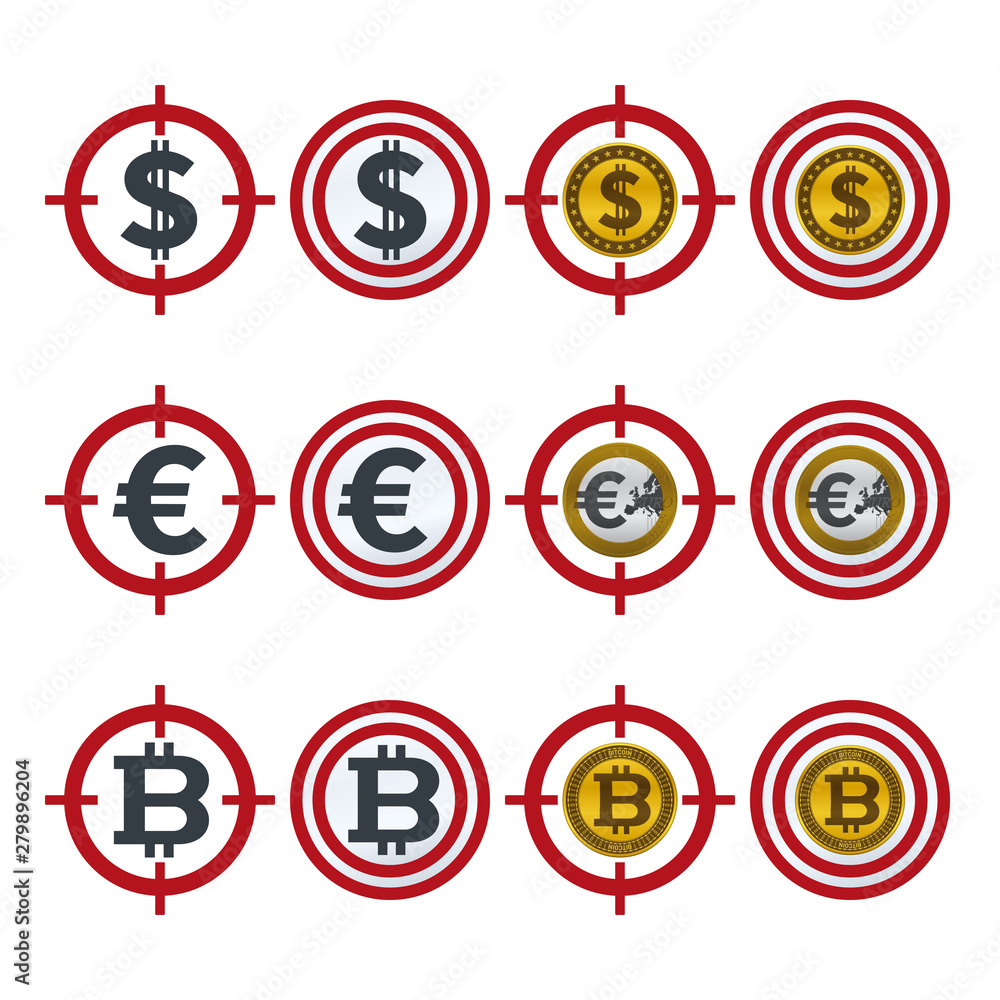 Aiming icons with currencies Aiming icons with currencies