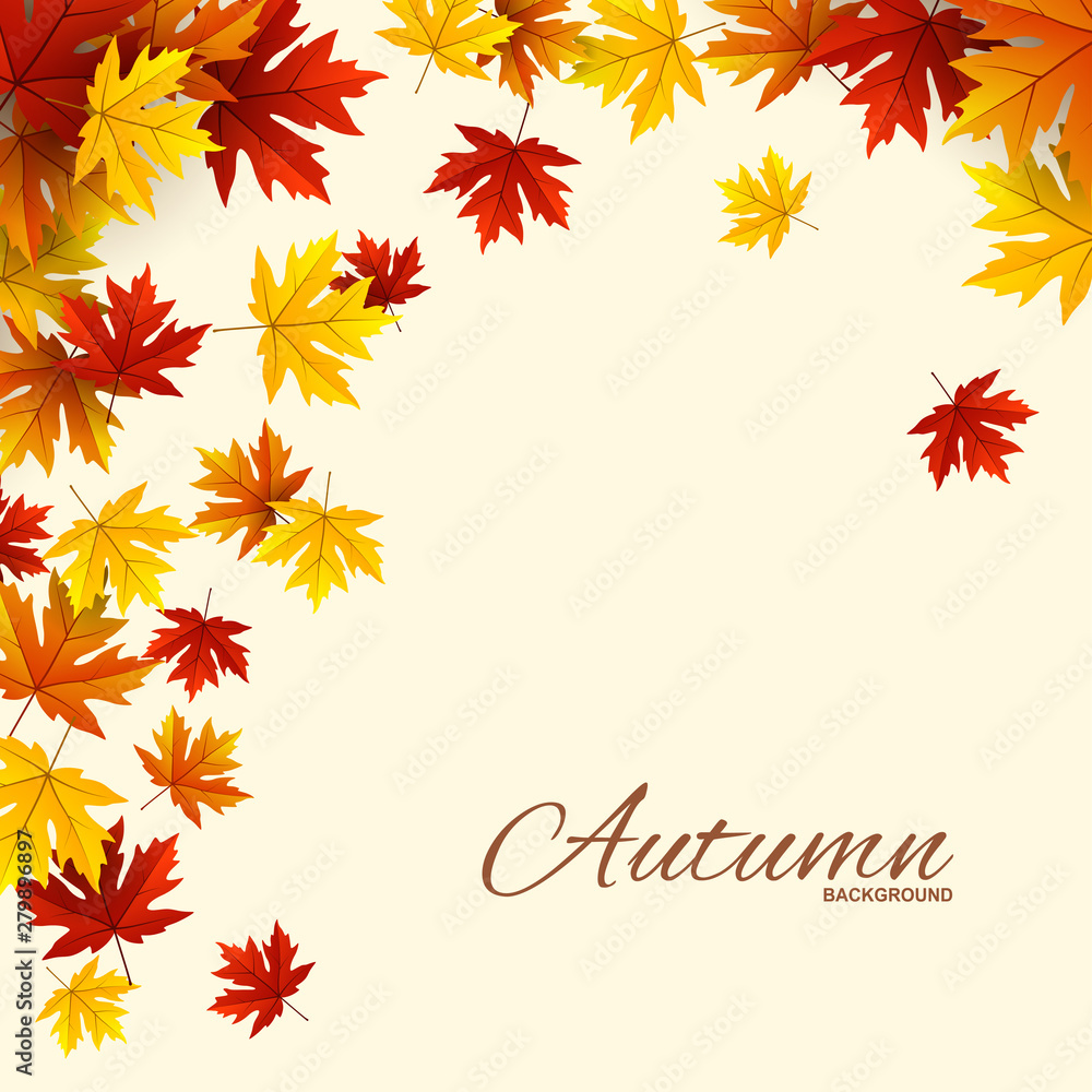 Frame with red, orange and yellow autumn leaves, vector illustration Frame with red, orange and yellow autumn leaves, vector illustration